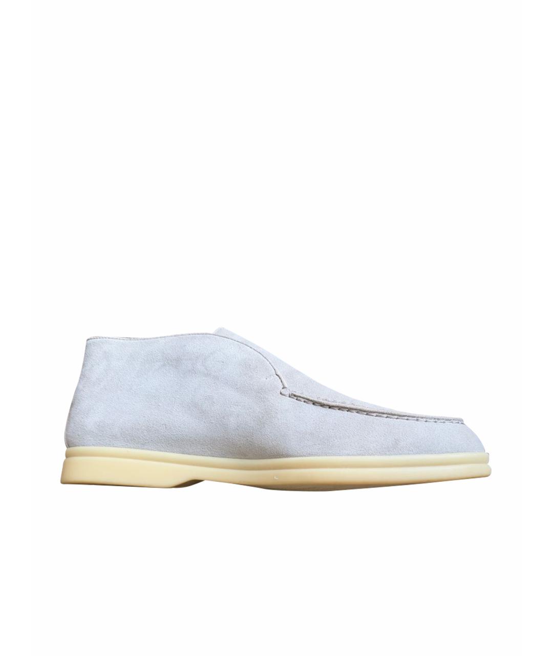 LORO PIANA Серые замшевые ботинки, фото 1