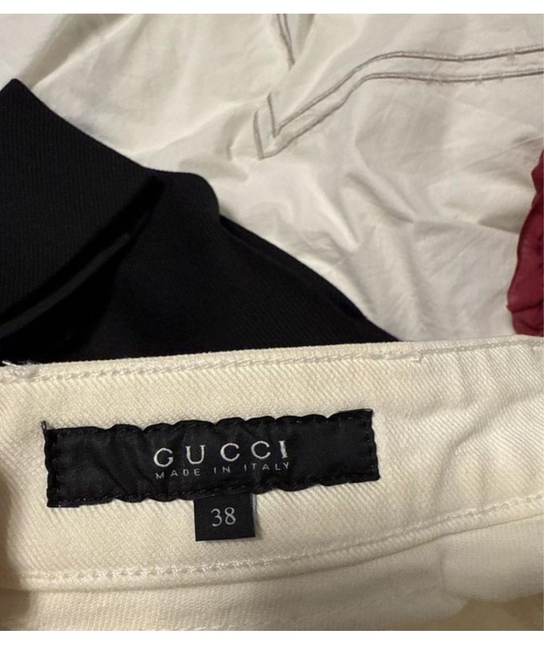 GUCCI Белая деним юбка мини, фото 3