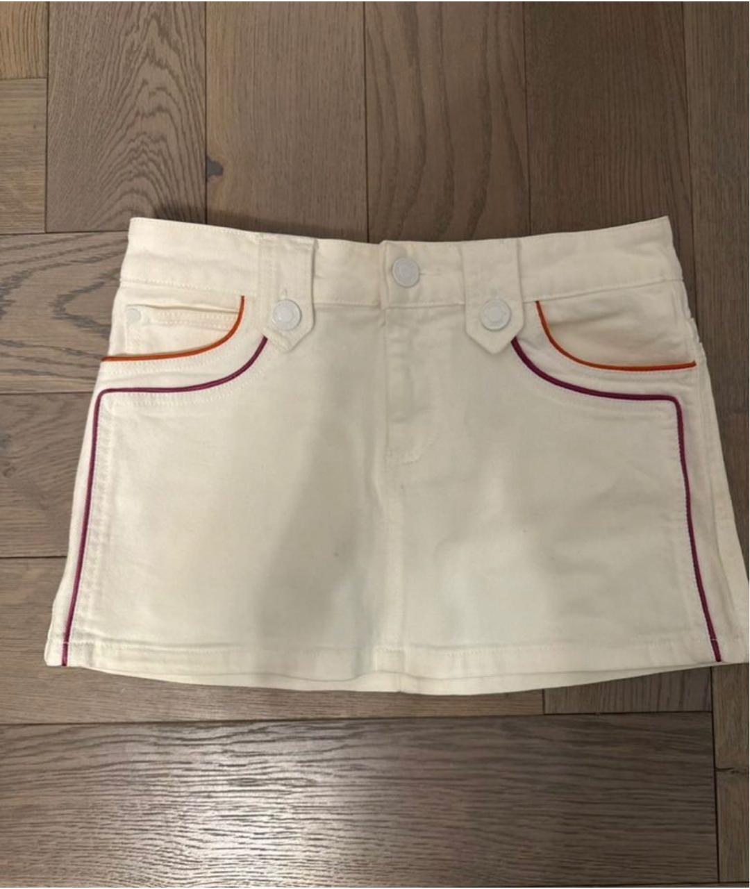 GUCCI Белая деним юбка мини, фото 9