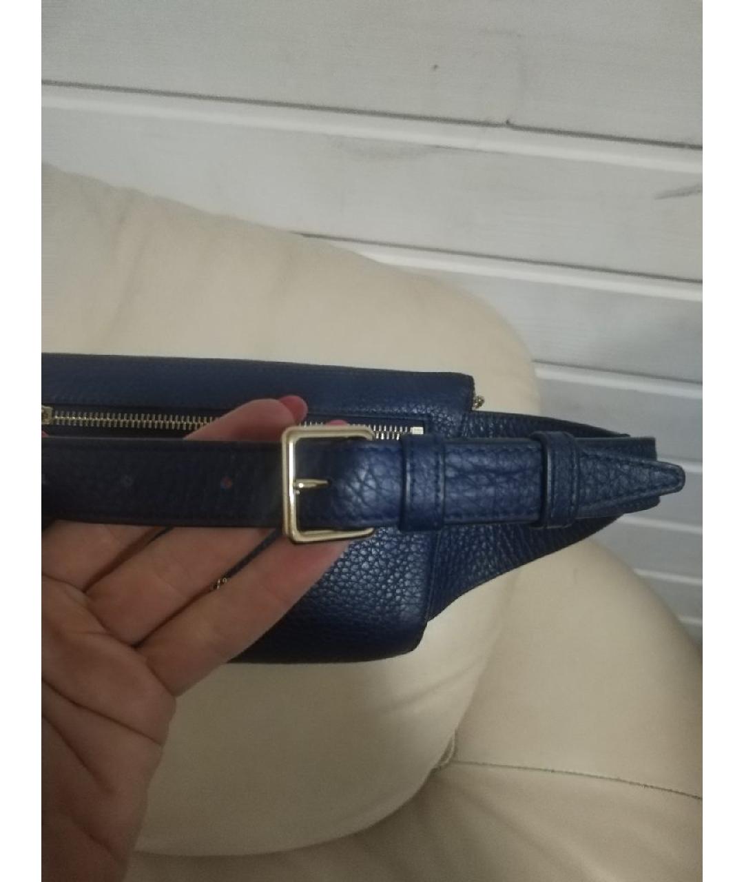 VALENTINO Темно-синяя кожаная поясная сумка, фото 4