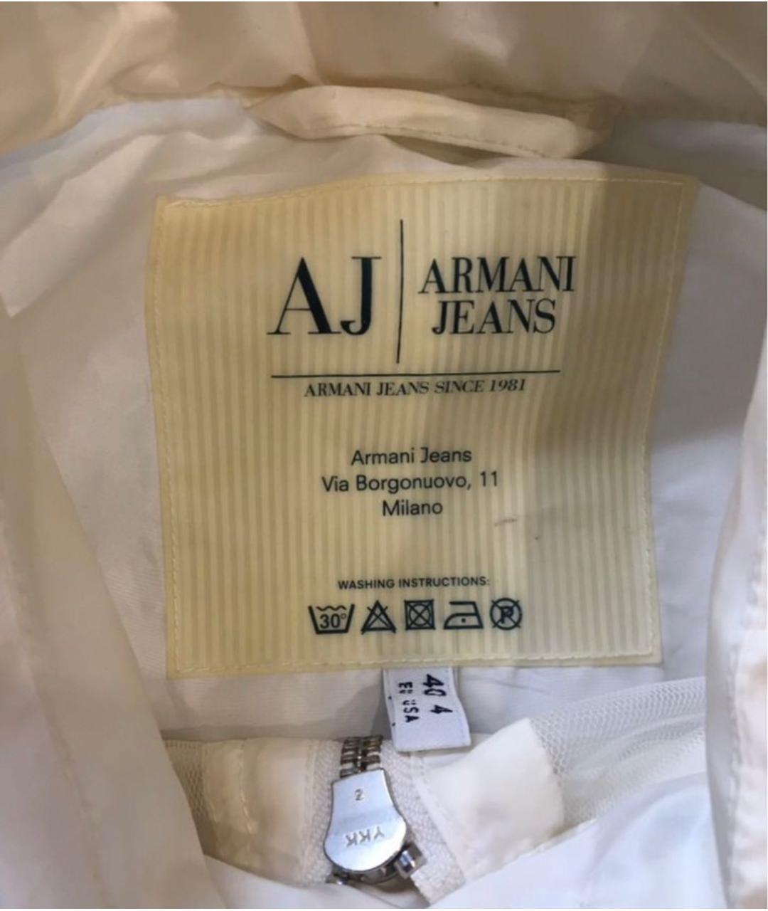 ARMANI JEANS Белый полиэстеровый тренч/плащ, фото 6