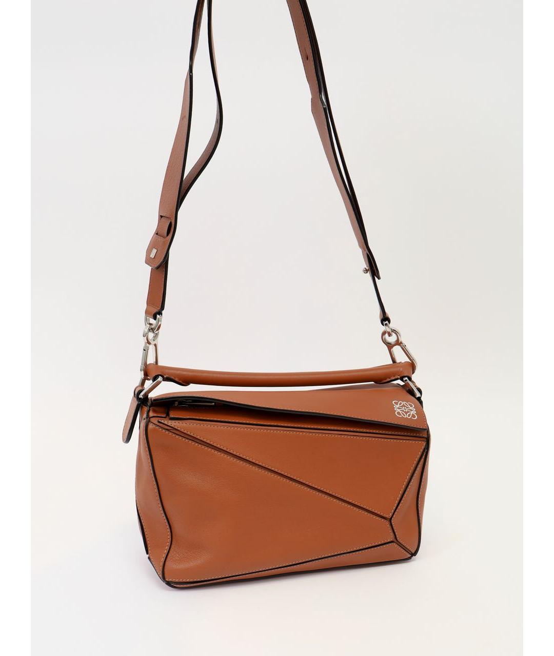 LOEWE Коричневая кожаная сумка с короткими ручками, фото 5