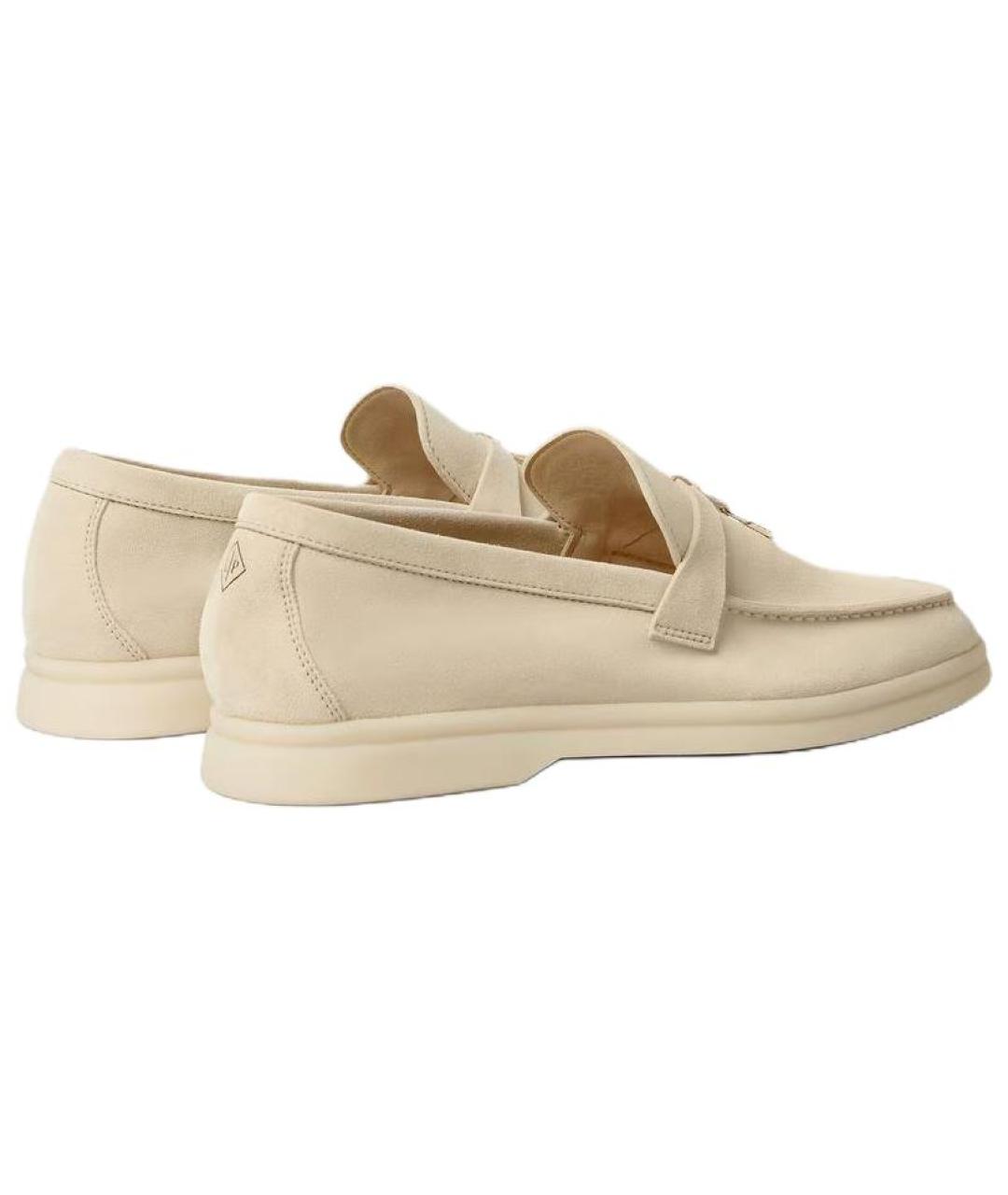 LORO PIANA Бежевые кожаные лоферы, фото 4