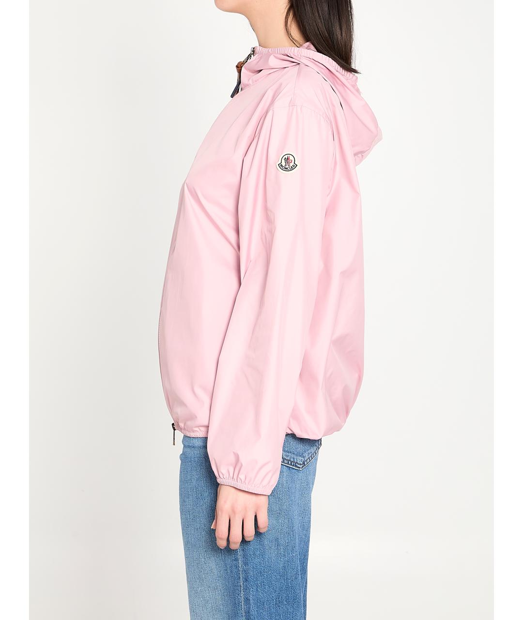 MONCLER Розовая полиэстеровая куртка, фото 3