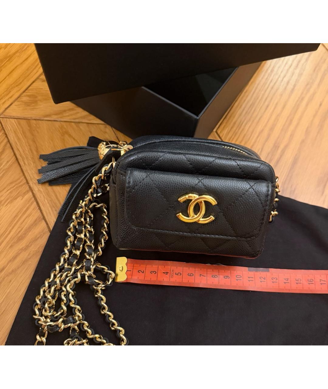 CHANEL Черная кожаная сумка через плечо, фото 4