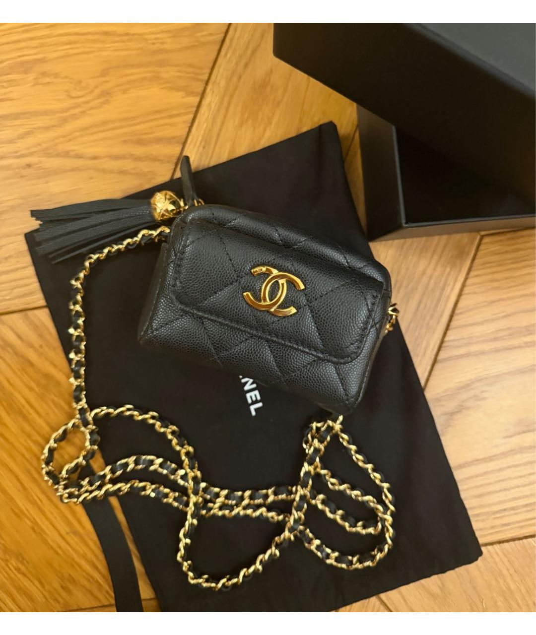 CHANEL Черная кожаная сумка через плечо, фото 5