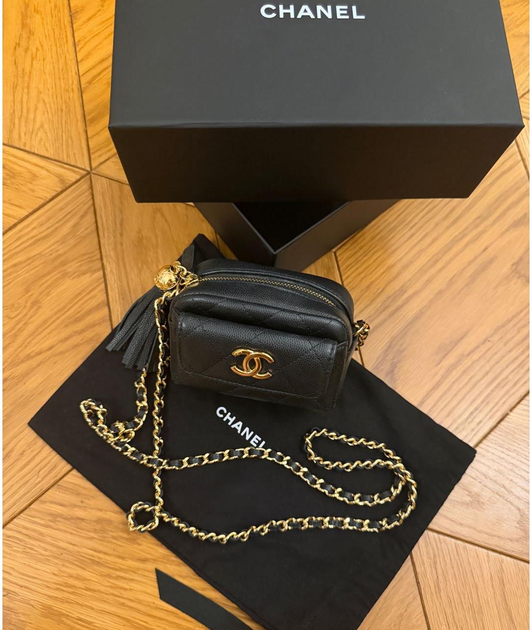 CHANEL Черная кожаная сумка через плечо, фото 2