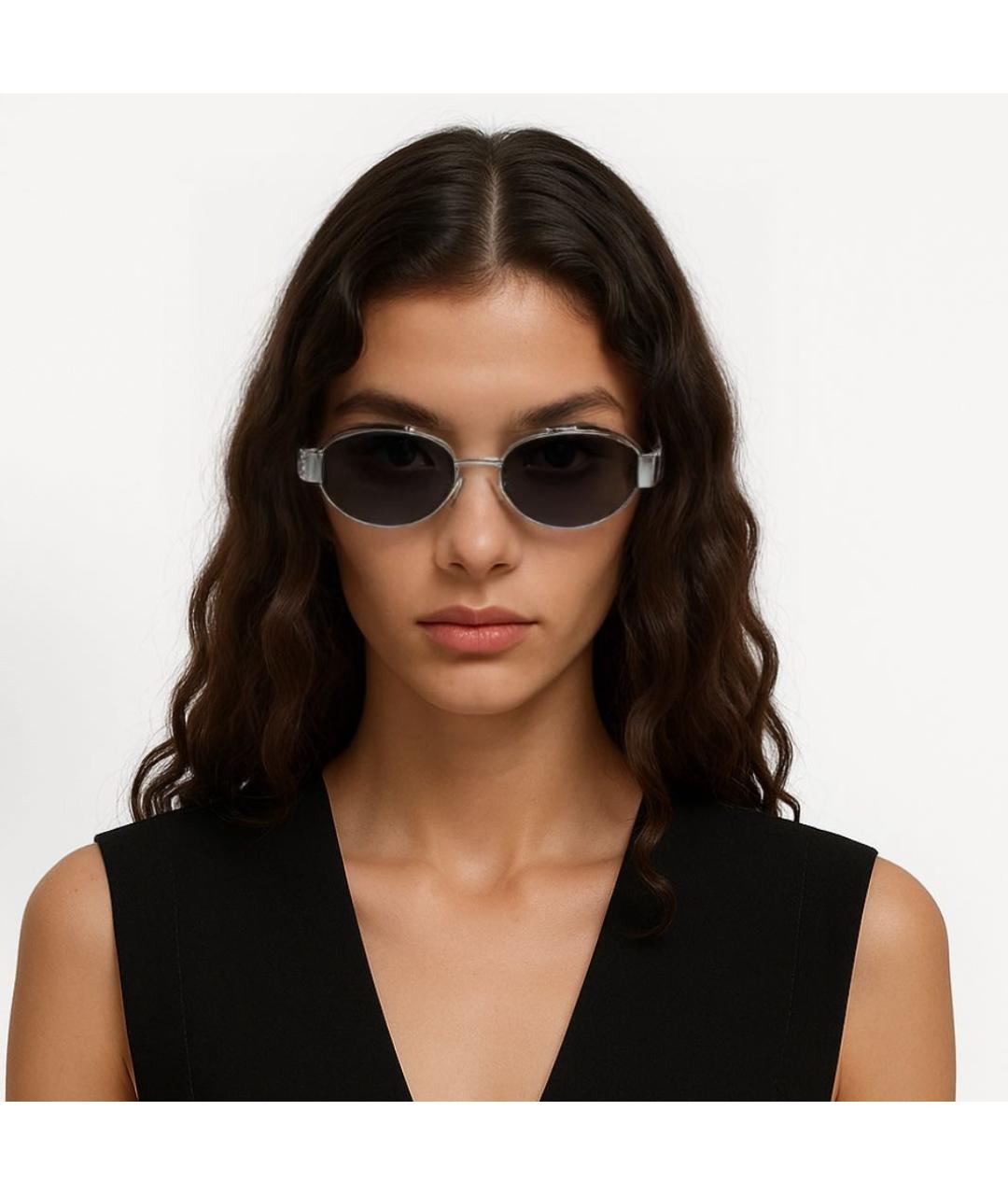 CELINE Серебряные металлические солнцезащитные очки, фото 3