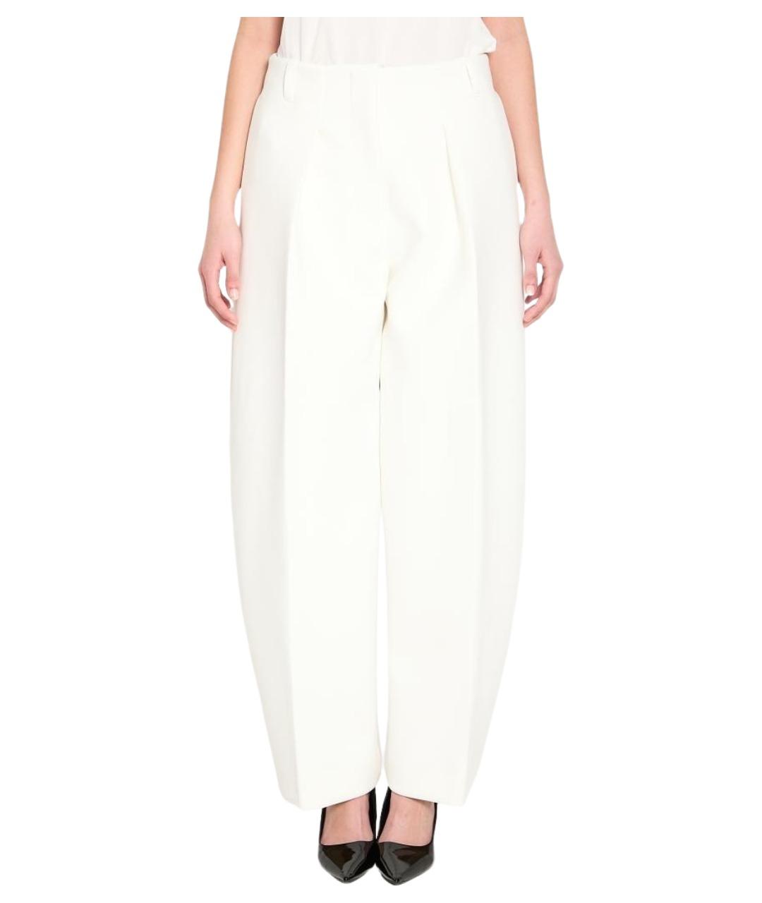 JACQUEMUS Белые полиэстеровые прямые брюки, фото 1