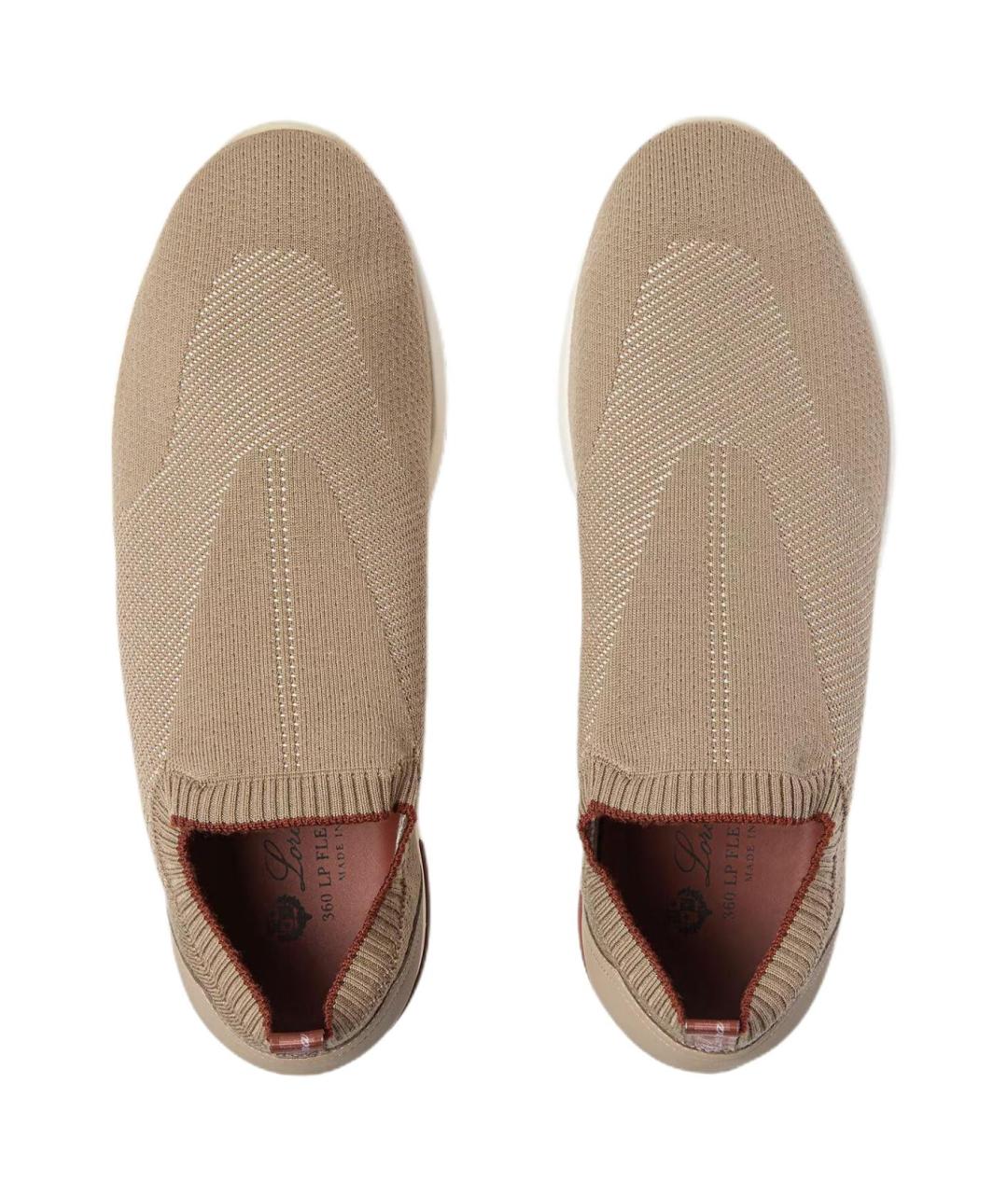 LORO PIANA Коричневые кожаные низкие кроссовки / кеды, фото 5