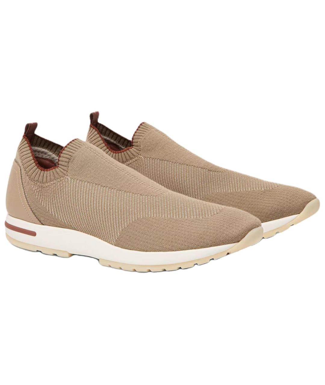 LORO PIANA Коричневые кожаные низкие кроссовки / кеды, фото 3