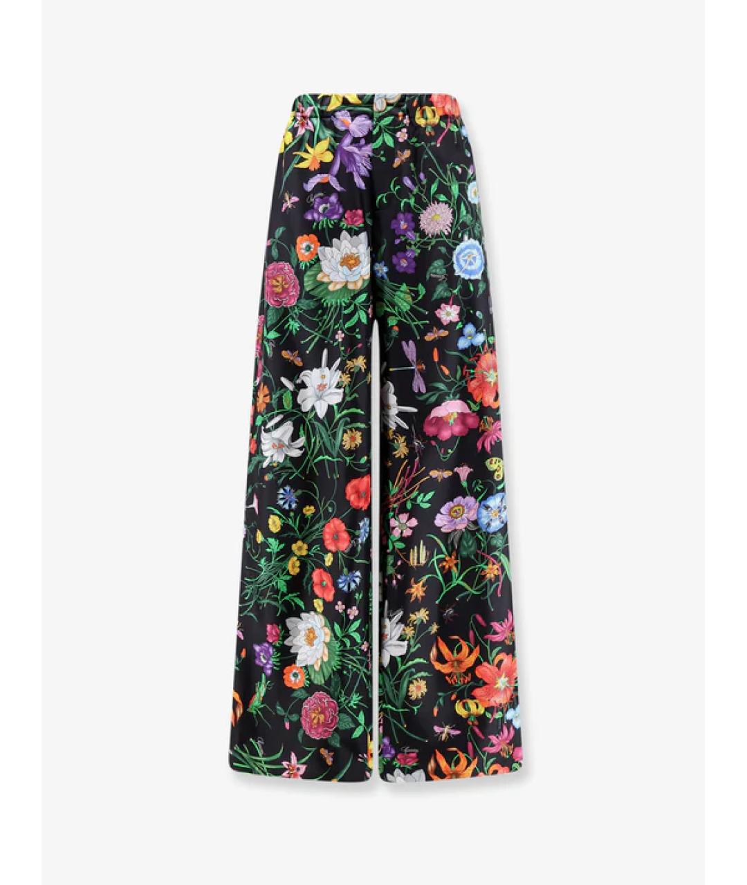 GUCCI Мульти шелковые прямые брюки, фото 1