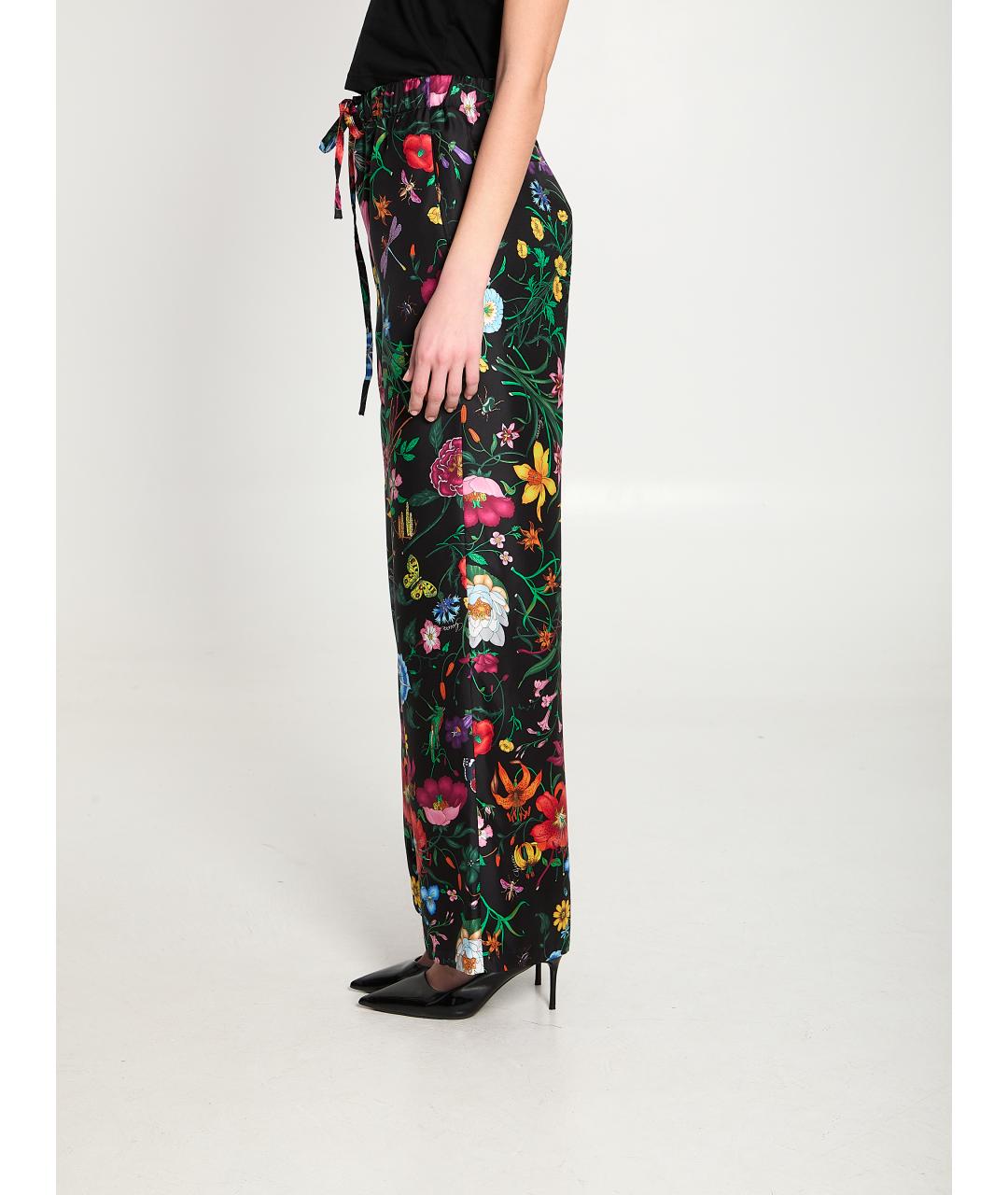 GUCCI Мульти шелковые прямые брюки, фото 2