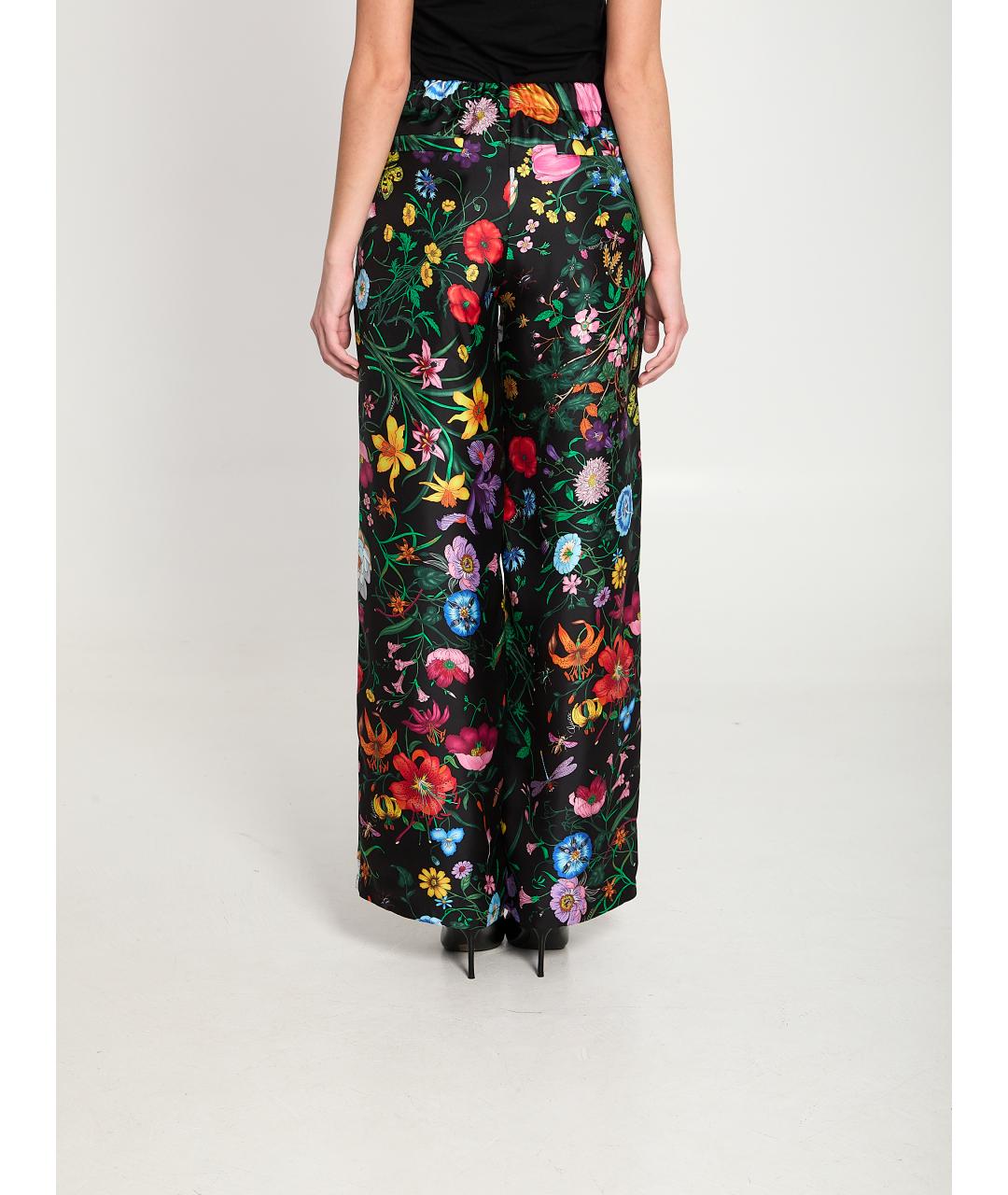 GUCCI Мульти шелковые прямые брюки, фото 3