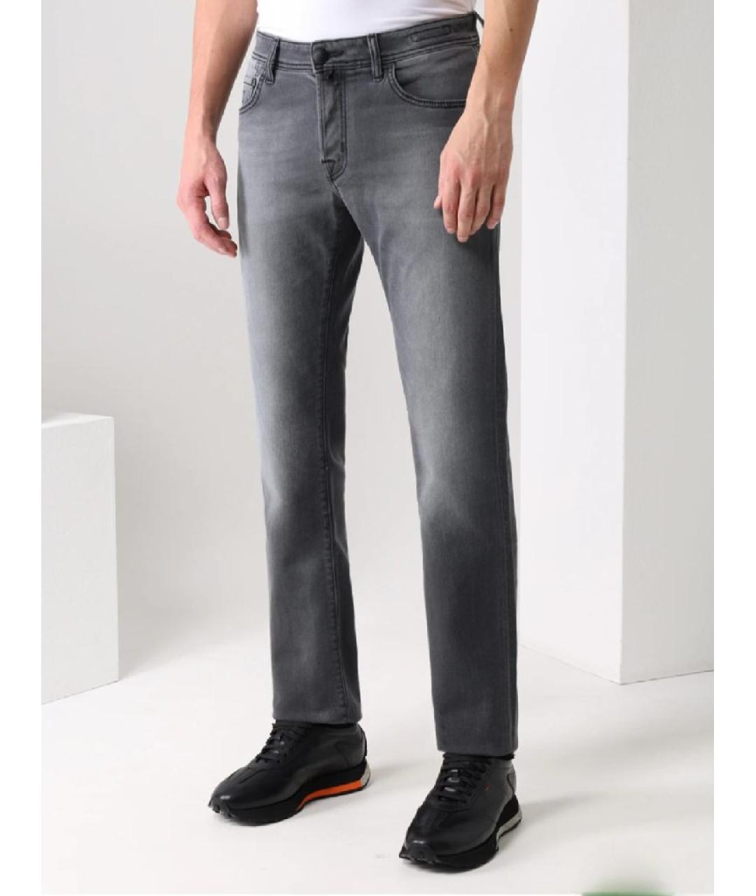 JACOB COHEN Серые хлопковые прямые джинсы, фото 9
