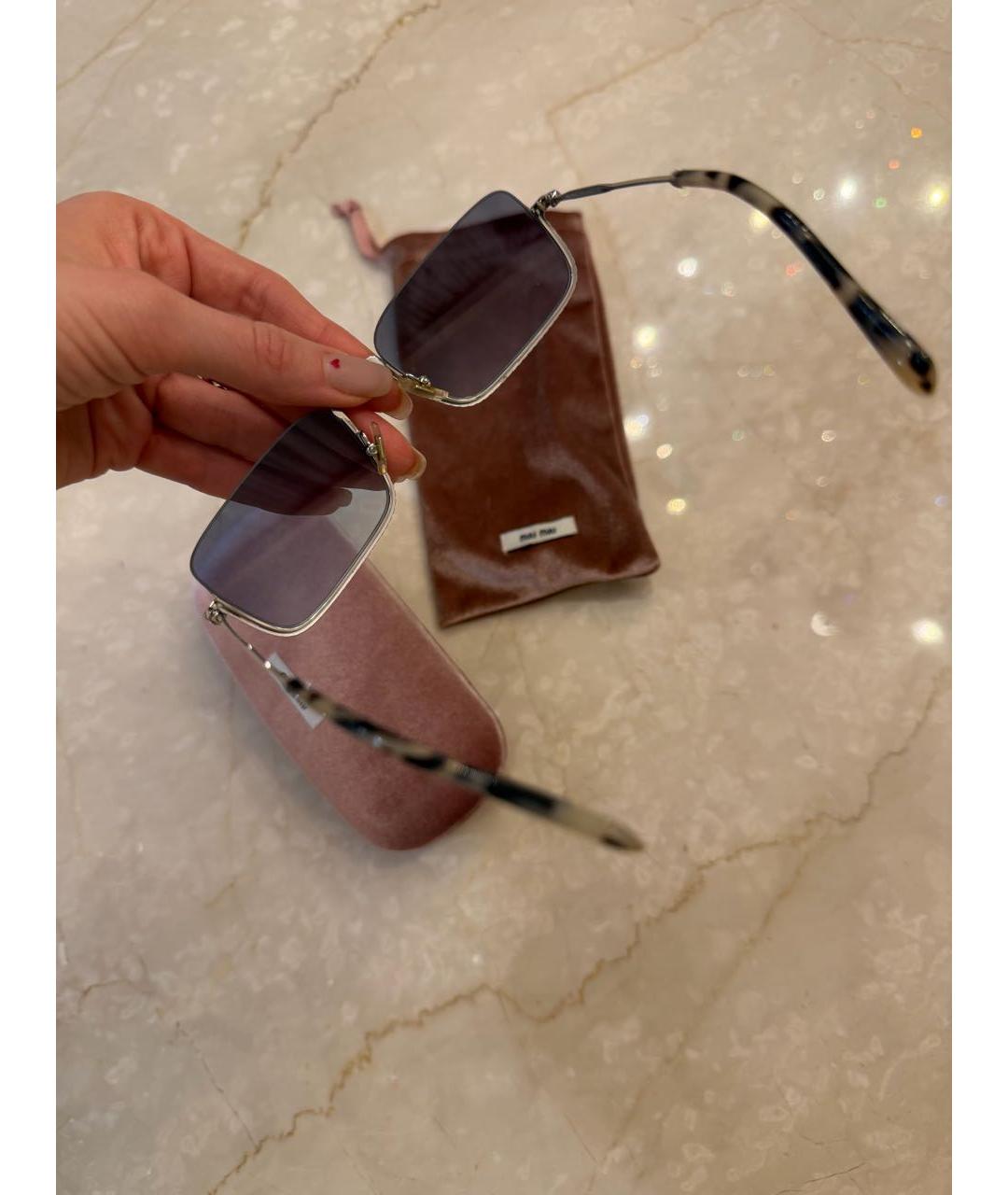 MIU MIU Синие металлические солнцезащитные очки, фото 4