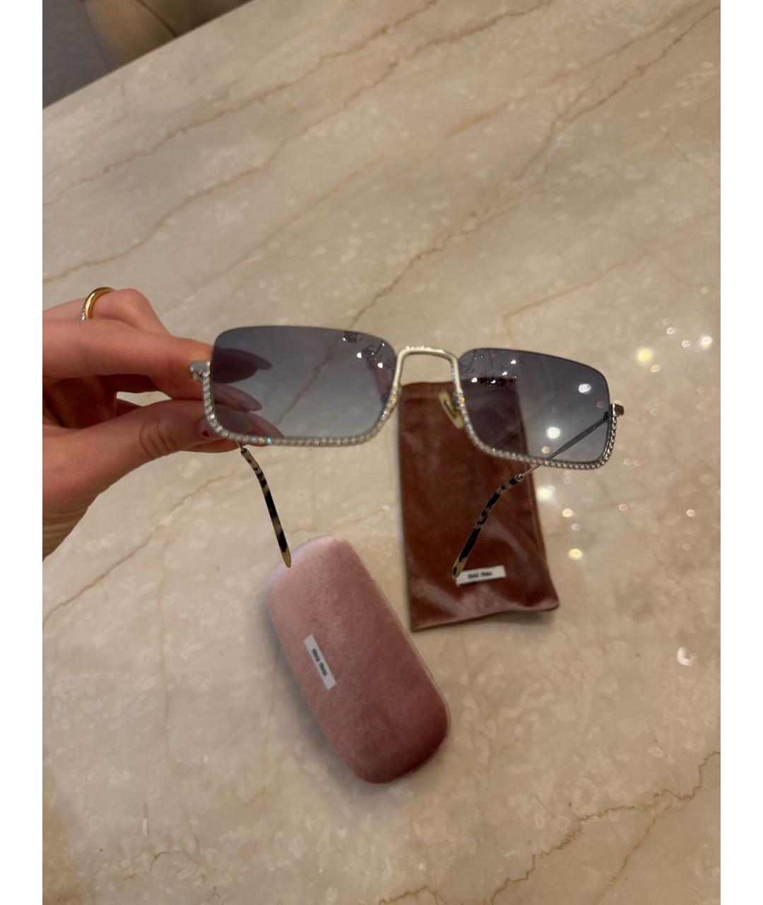 MIU MIU Синие металлические солнцезащитные очки, фото 2