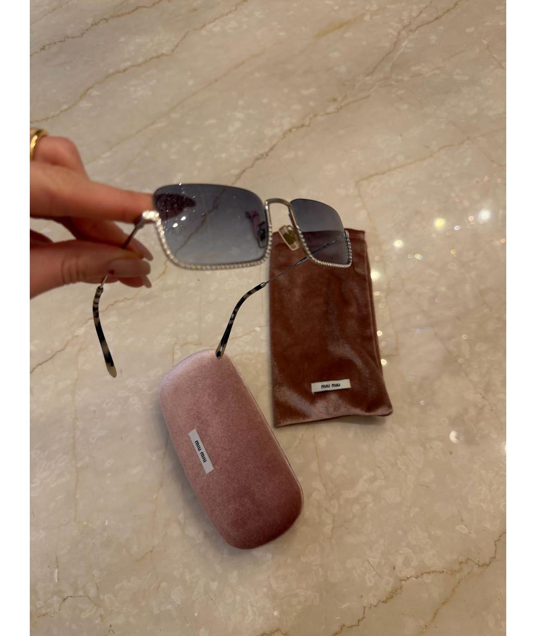 MIU MIU Синие металлические солнцезащитные очки, фото 3