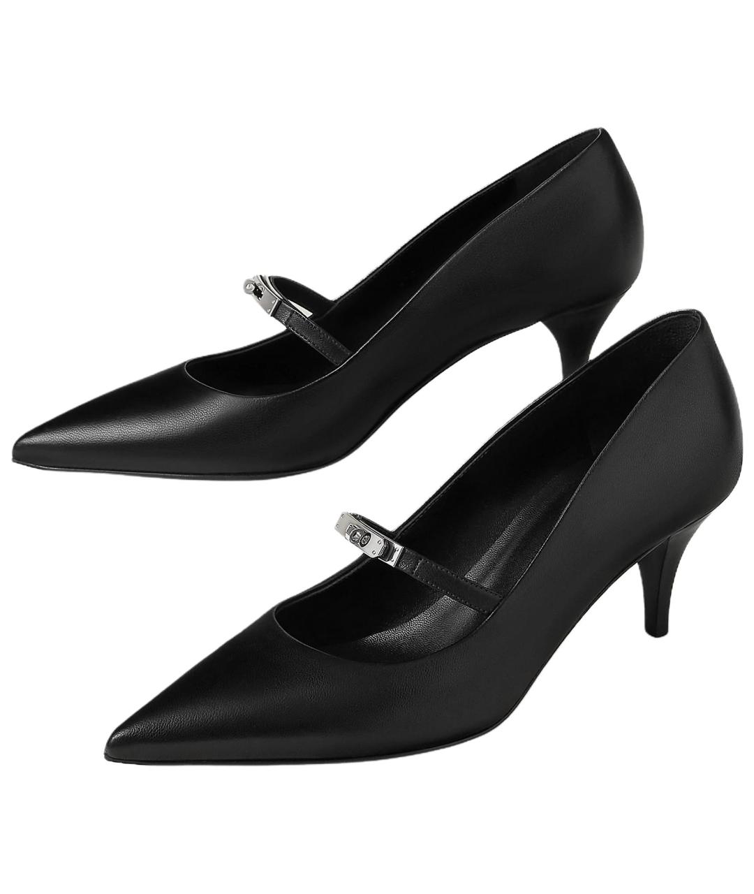 HERMES Черные кожаные туфли, фото 3