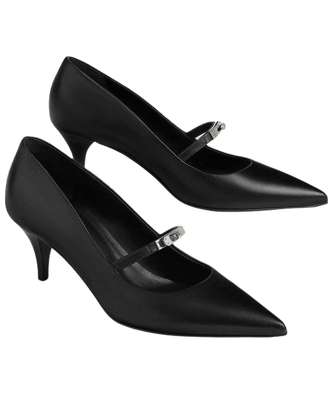 HERMES Черные кожаные туфли, фото 4