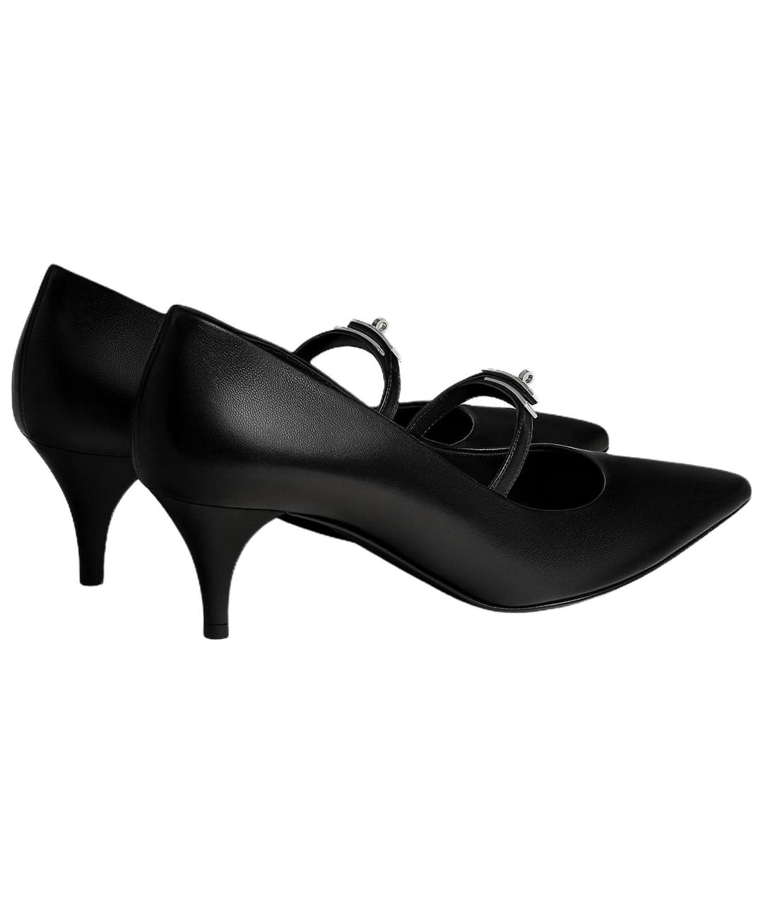 HERMES Черные кожаные туфли, фото 5