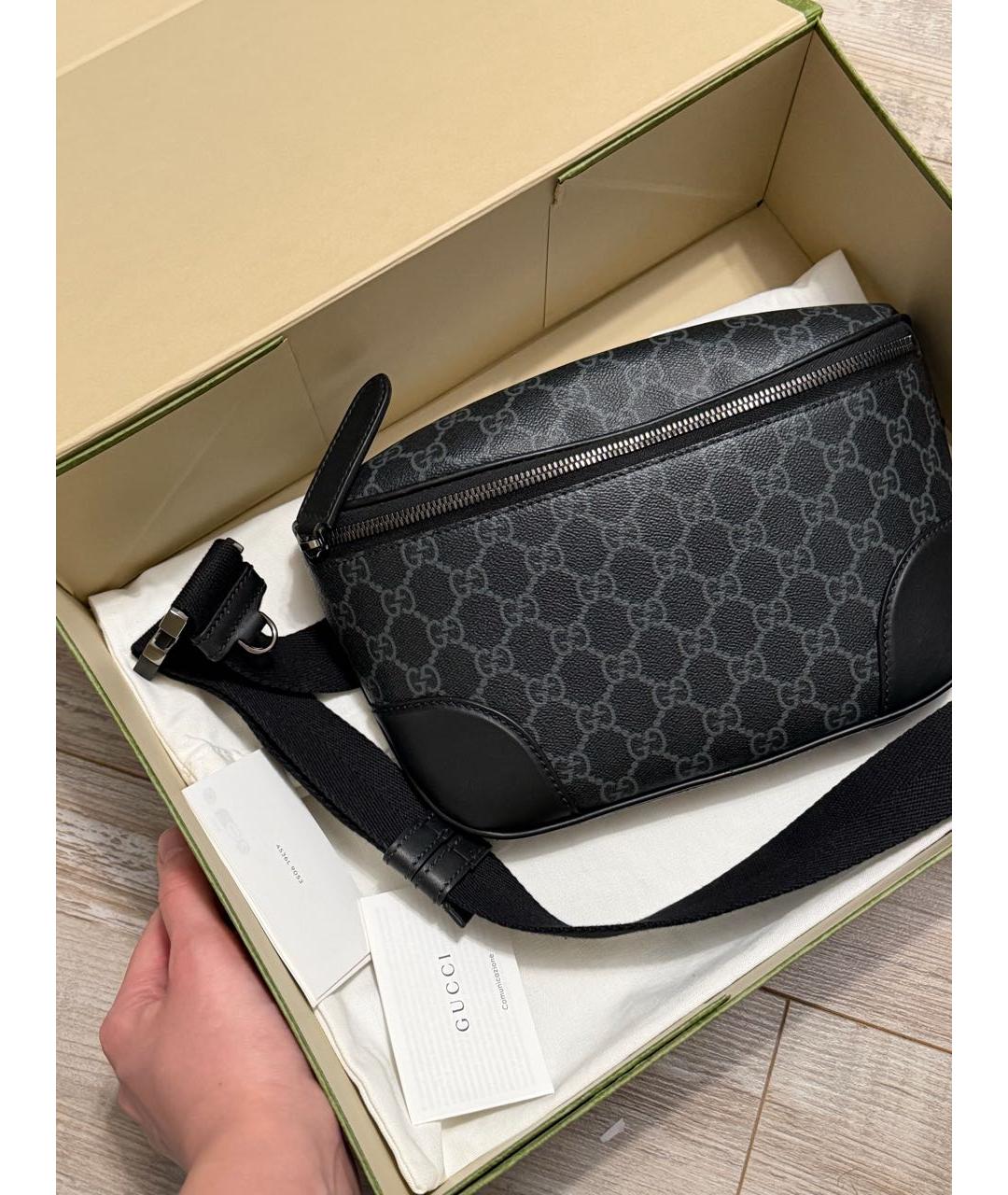 GUCCI Антрацитовая поясная сумка, фото 3