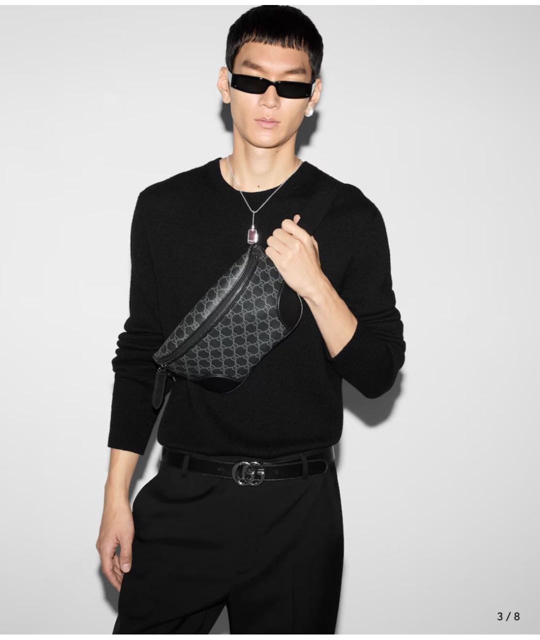 GUCCI Антрацитовая поясная сумка, фото 6