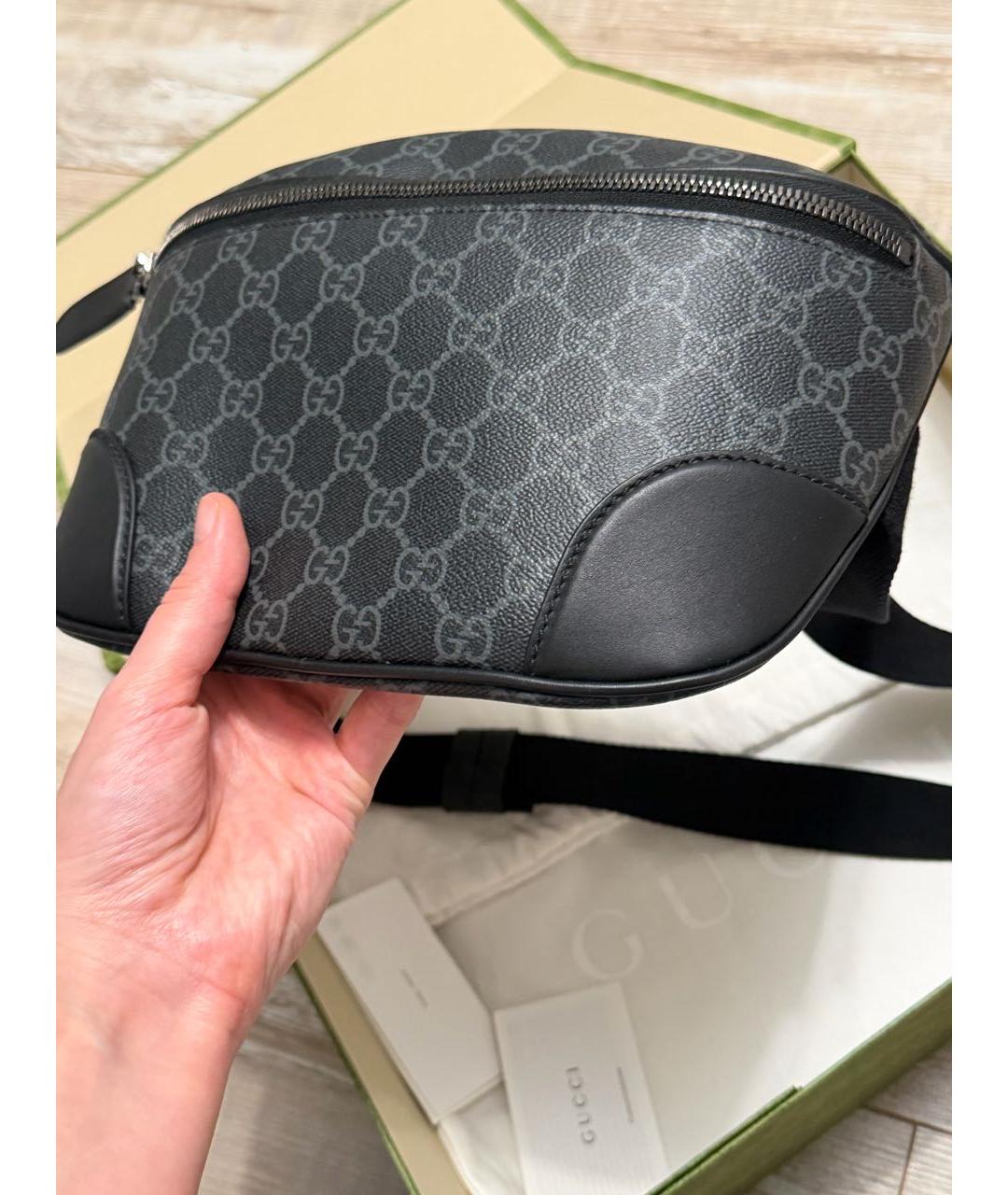 GUCCI Антрацитовая поясная сумка, фото 5