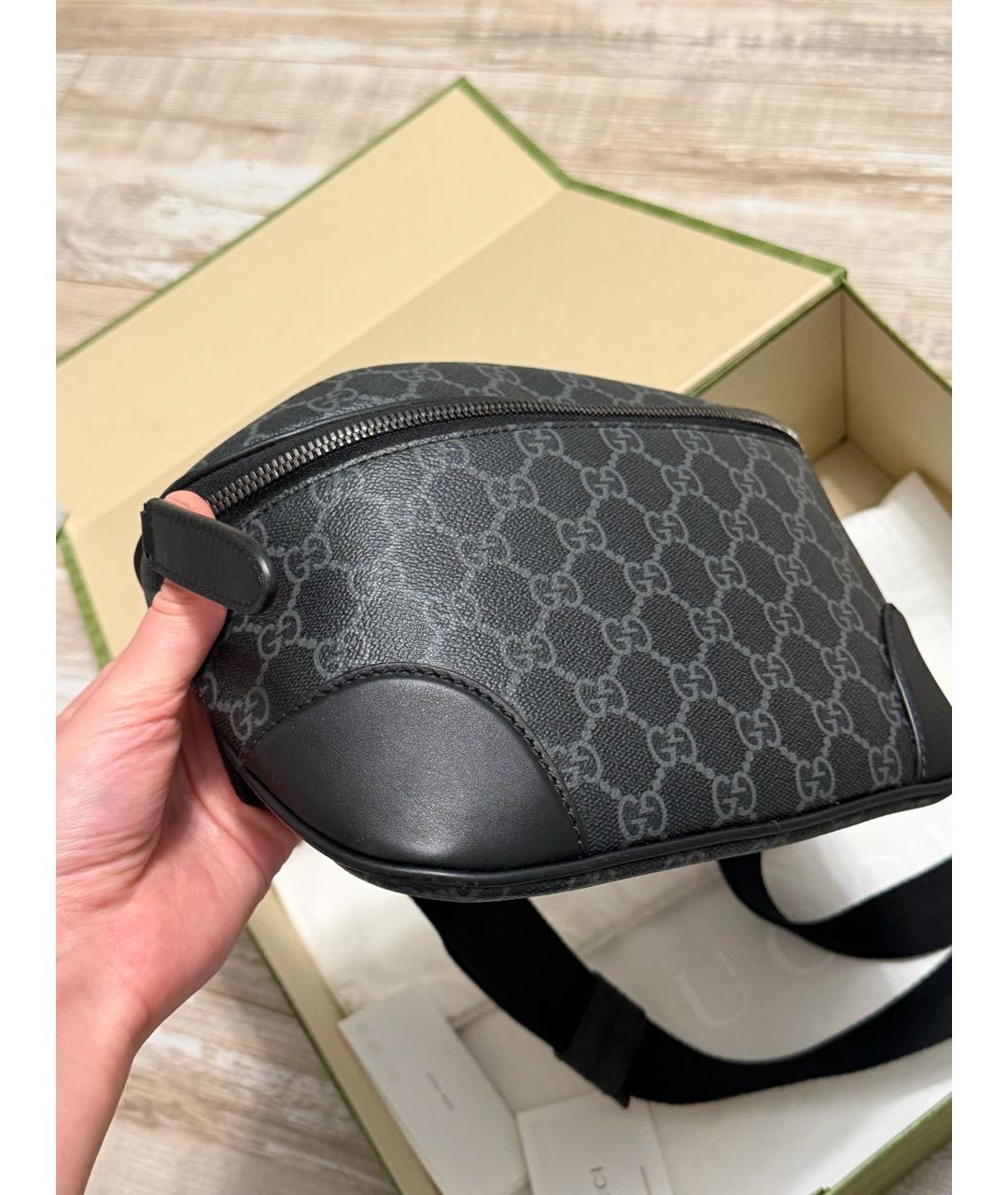 GUCCI Антрацитовая поясная сумка, фото 4
