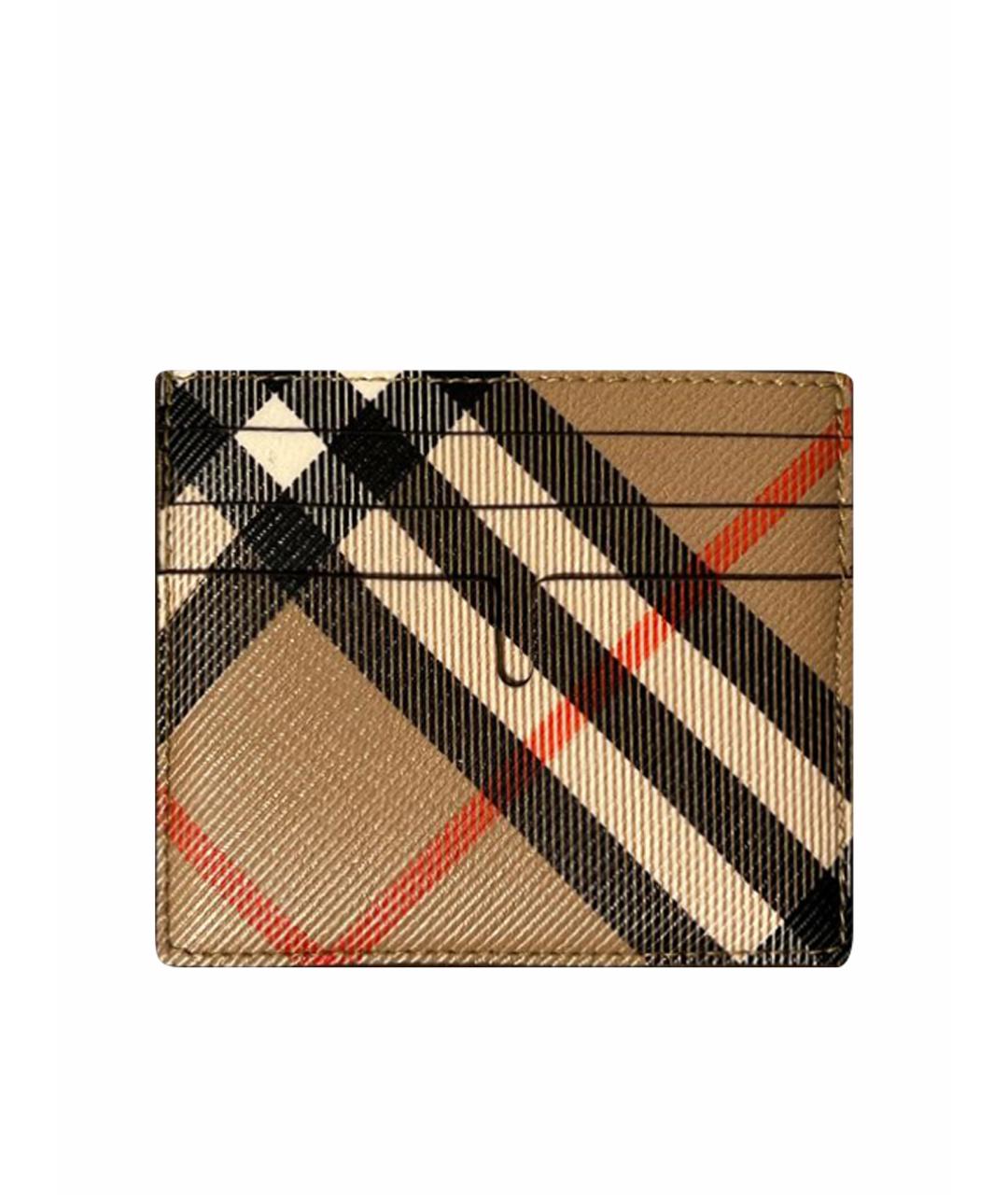 BURBERRY Бежевый кожаный кардхолдер, фото 1