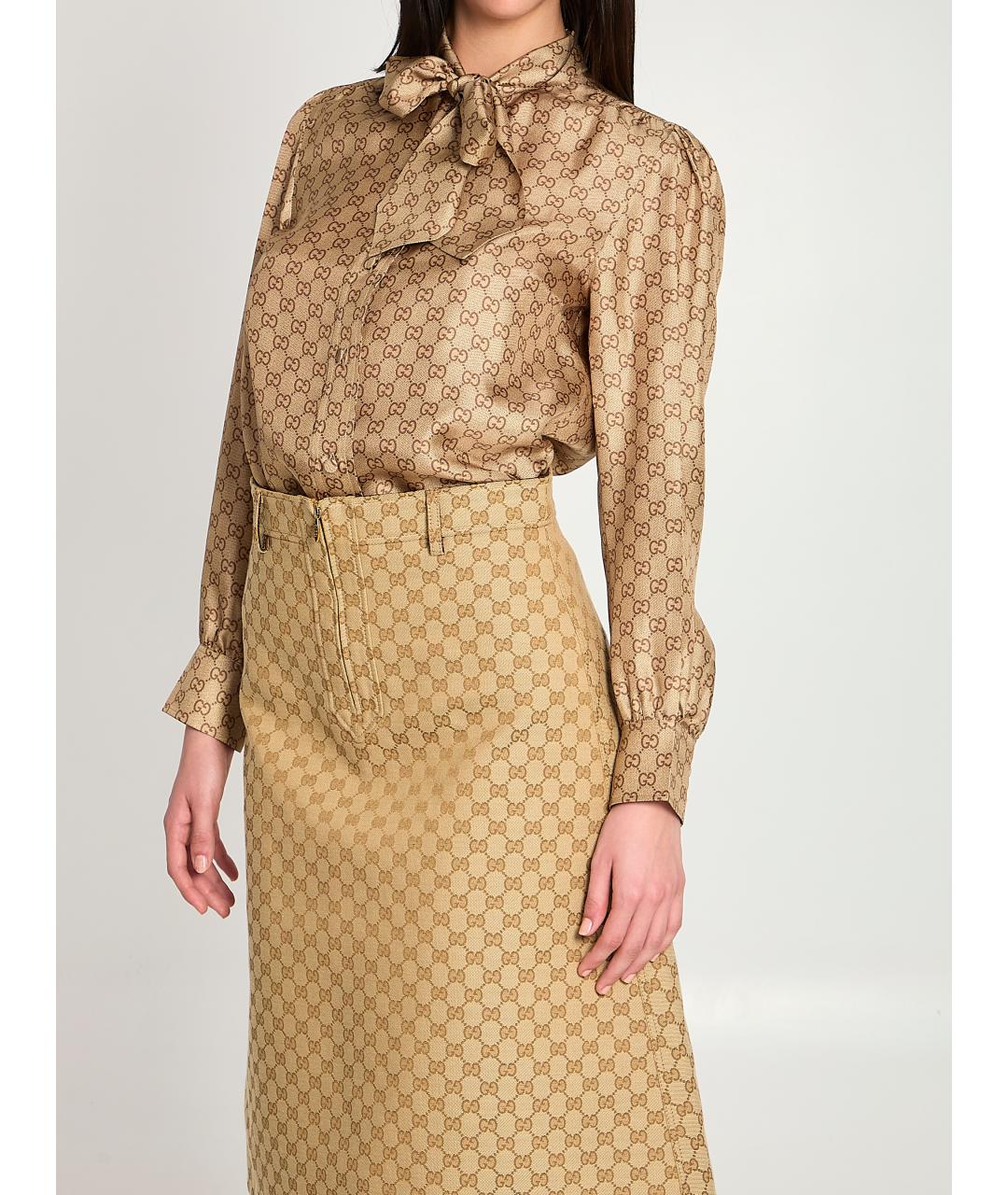 GUCCI Бежевая шелковая рубашка, фото 4