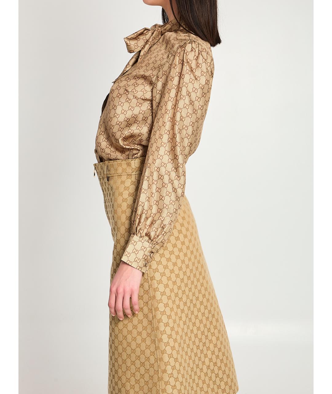 GUCCI Бежевая шелковая рубашка, фото 2