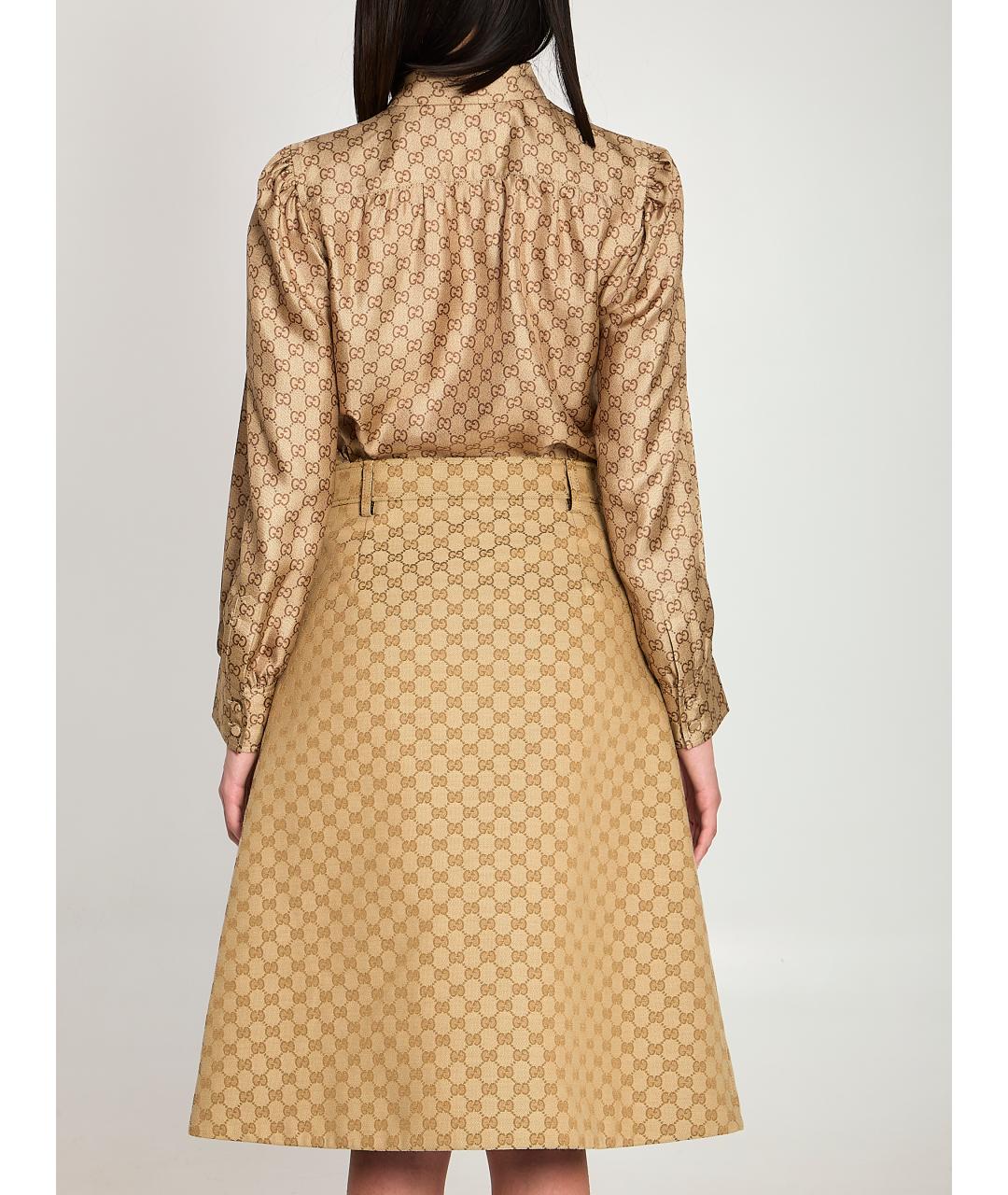 GUCCI Бежевая шелковая рубашка, фото 3