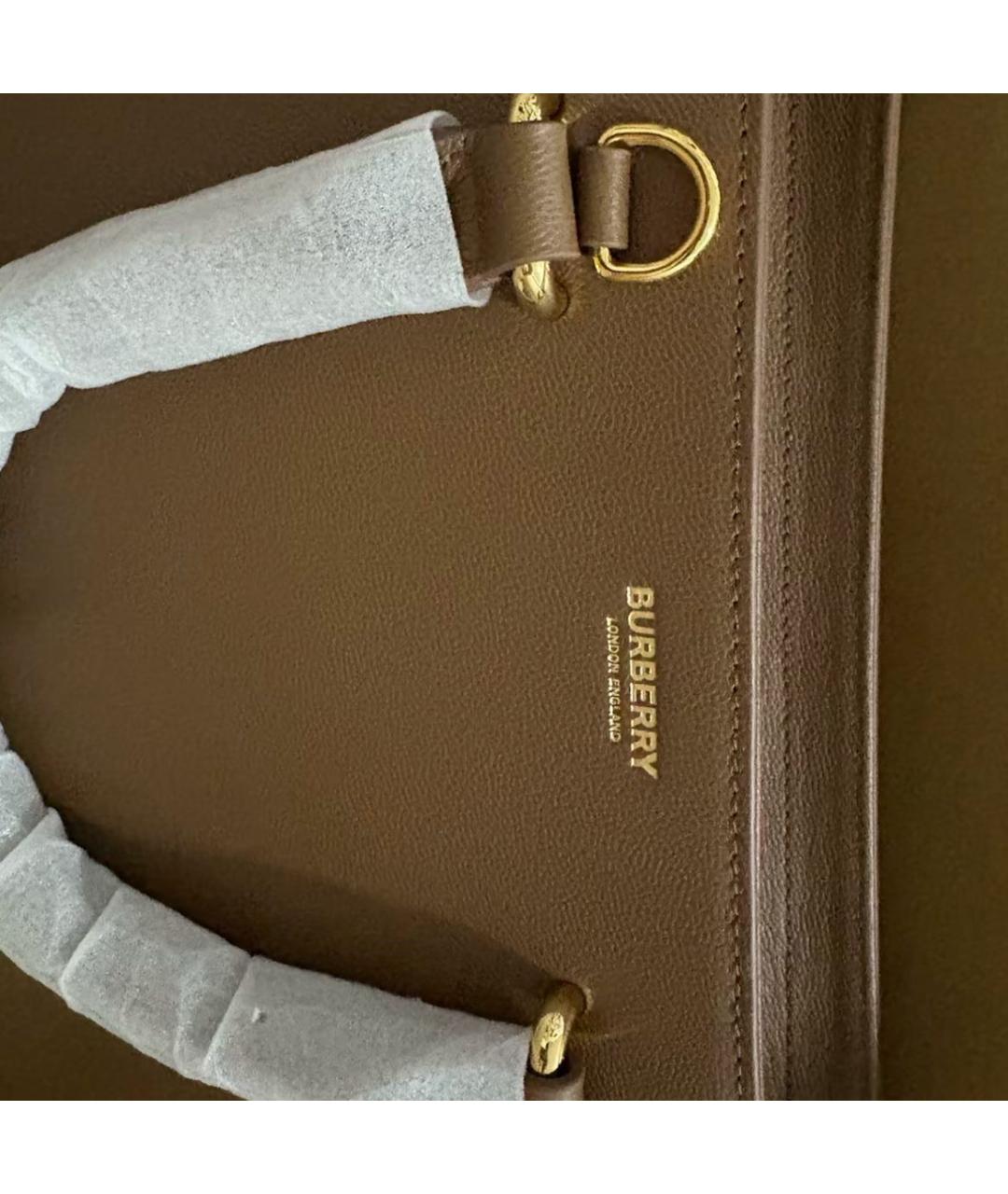 BURBERRY Коричневая кожаная сумка с короткими ручками, фото 7