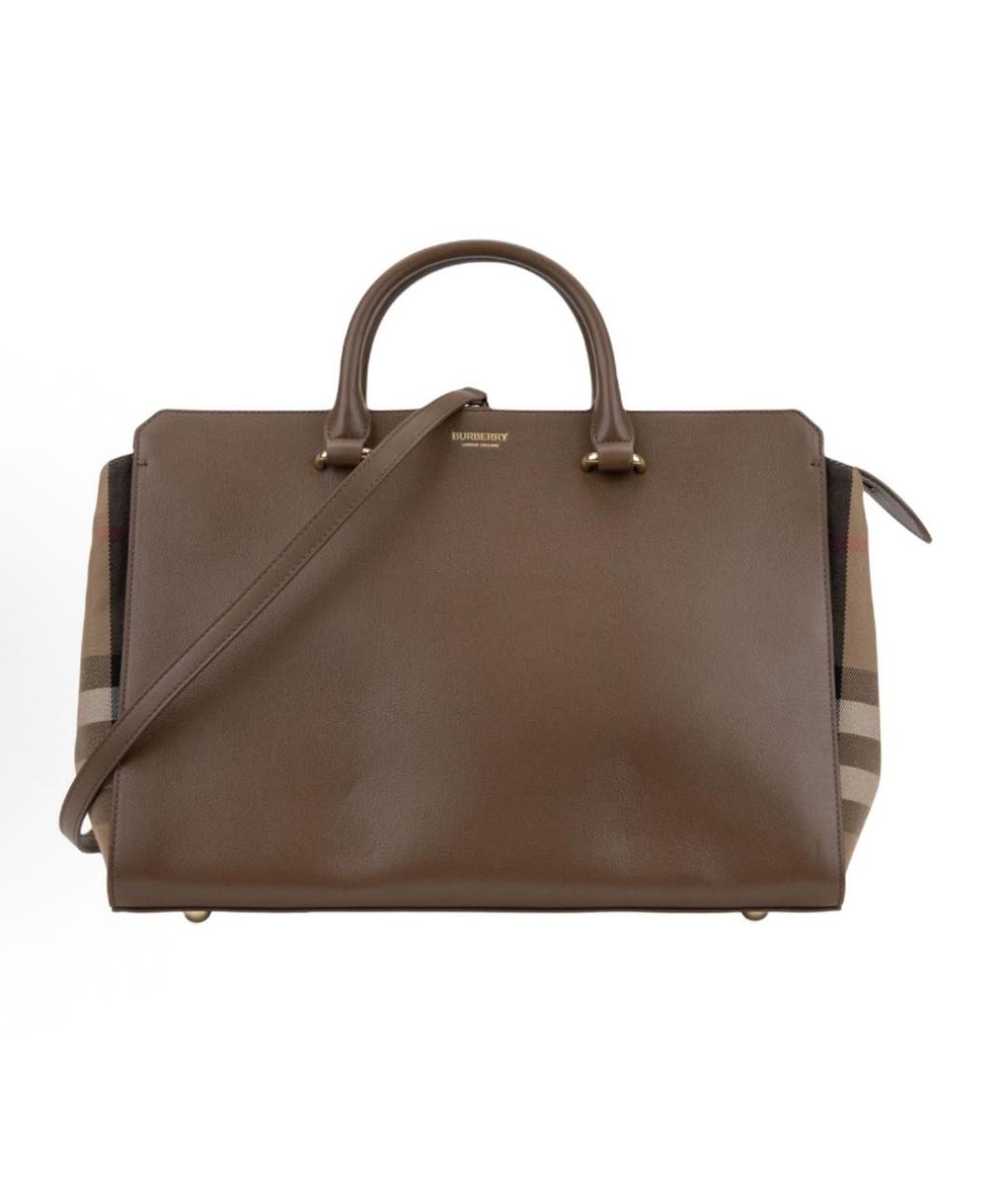 BURBERRY Коричневая кожаная сумка с короткими ручками, фото 9