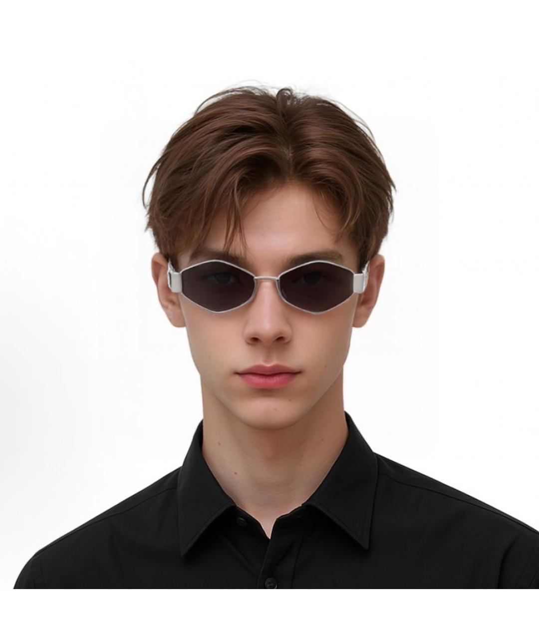 CELINE Серебряные металлические солнцезащитные очки, фото 3