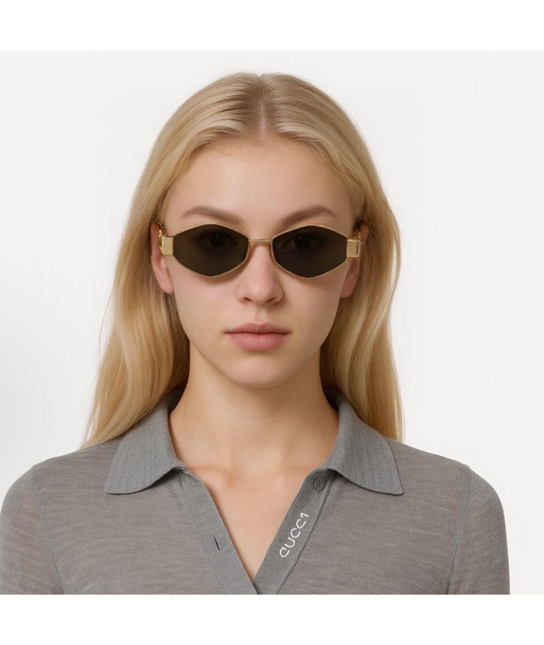 CELINE Золотые металлические солнцезащитные очки, фото 3
