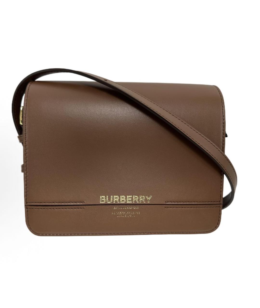 BURBERRY Коричневая кожаная сумка через плечо, фото 9