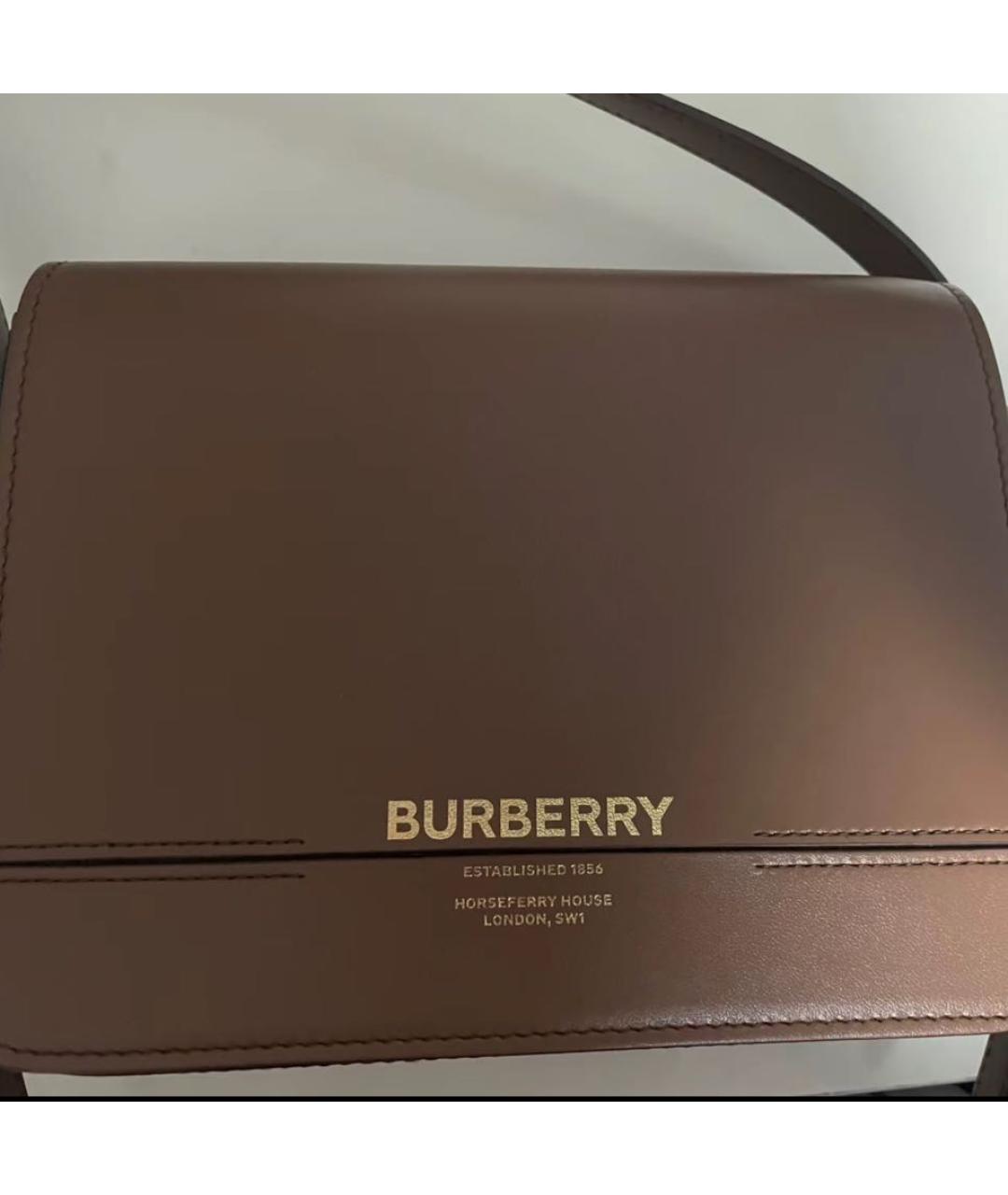BURBERRY Коричневая кожаная сумка через плечо, фото 6