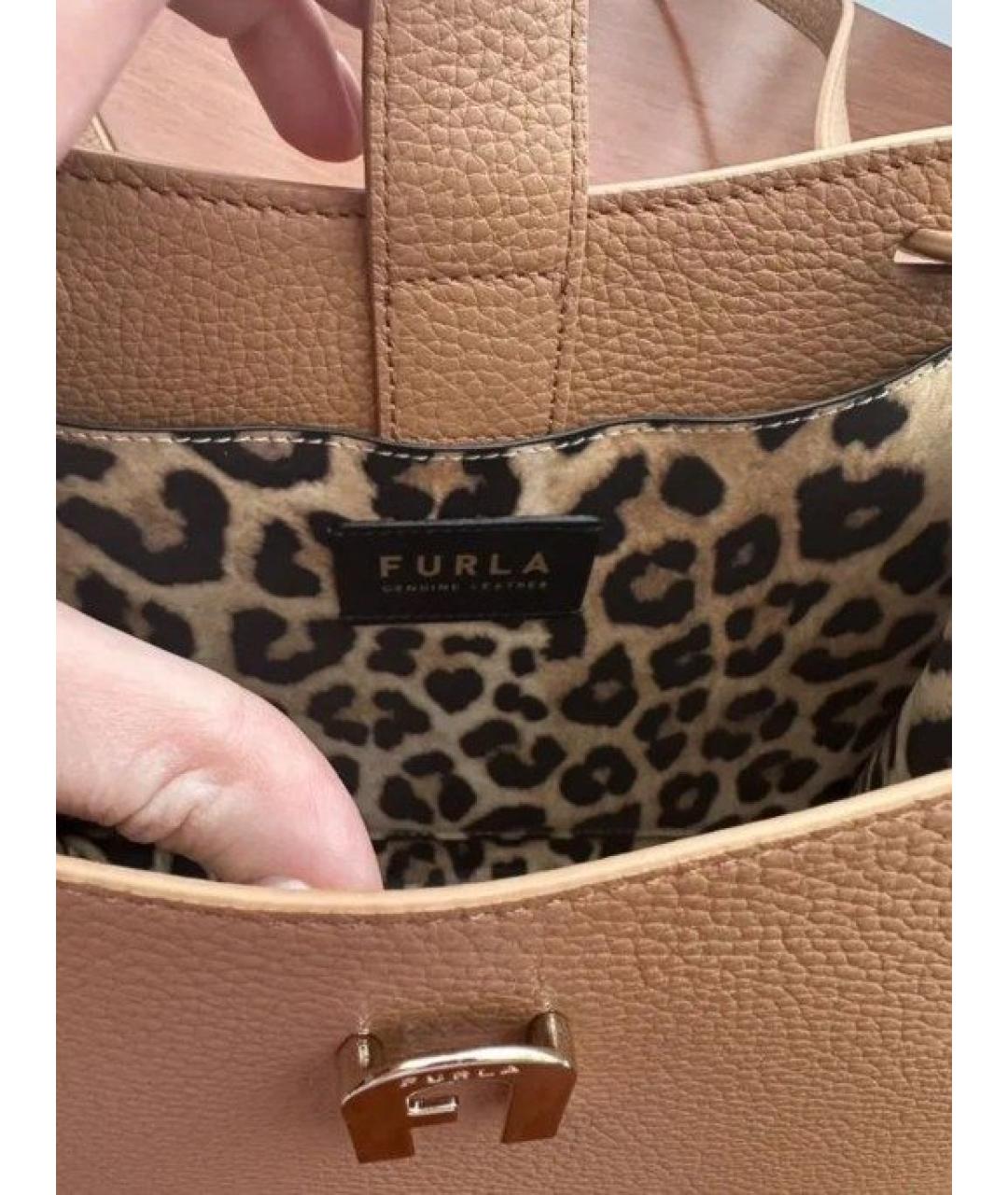 FURLA Коричневая кожаная сумка через плечо, фото 6
