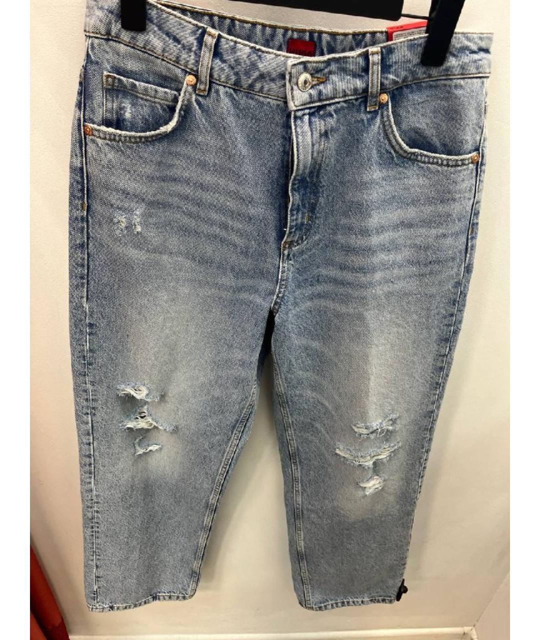 HUGO Синие хлопковые прямые джинсы, фото 7