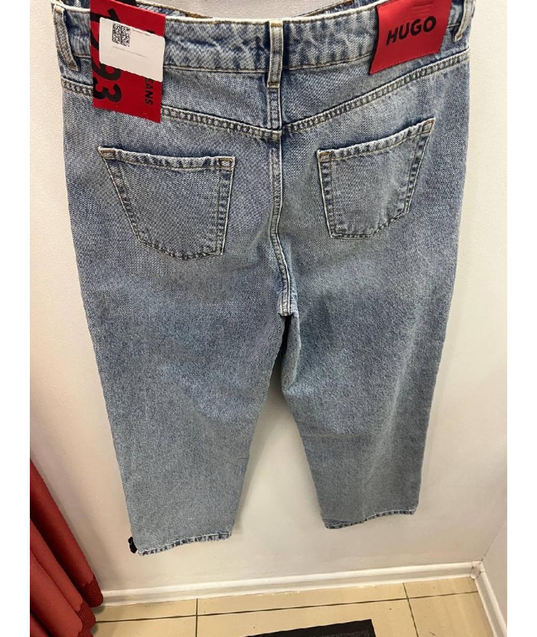 HUGO Синие хлопковые прямые джинсы, фото 3
