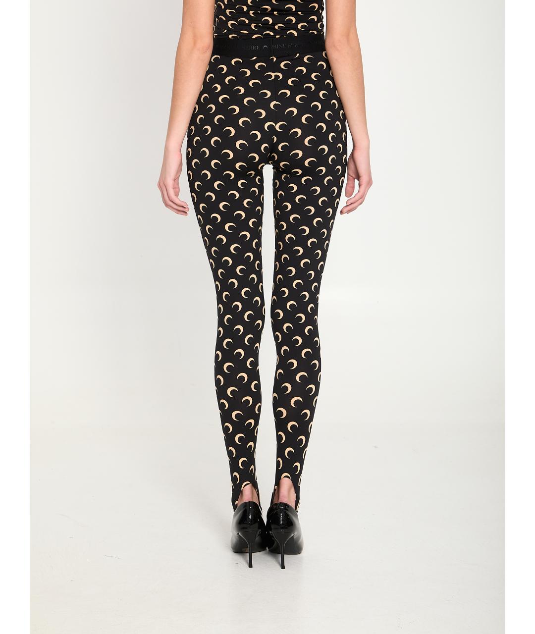 MARINE SERRE Черные полиамидовые леггинсы и велосипедки, фото 3