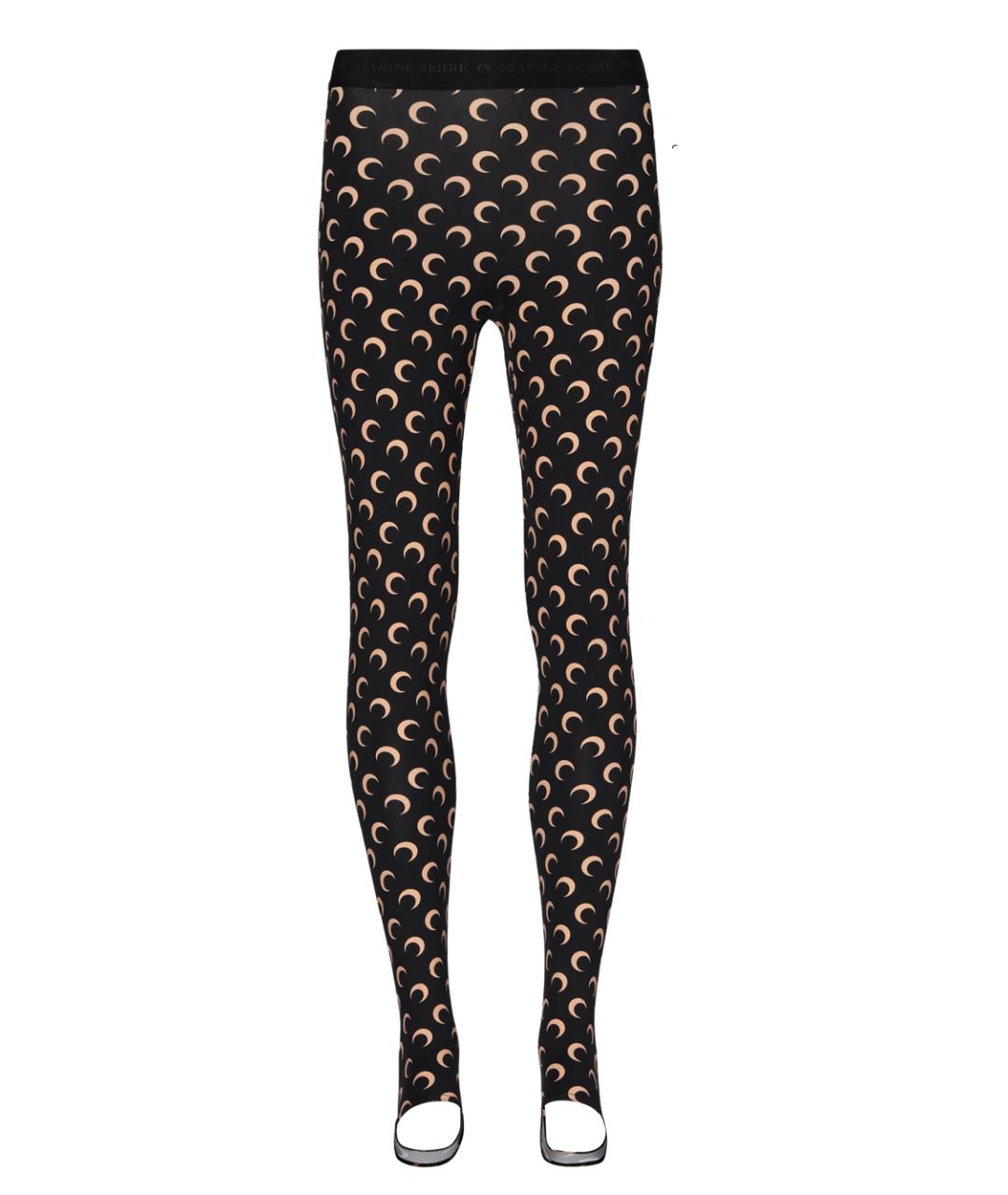 MARINE SERRE Черные полиамидовые леггинсы и велосипедки, фото 1