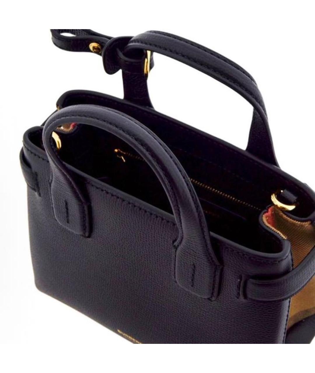 BURBERRY Черная кожаная сумка тоут, фото 5