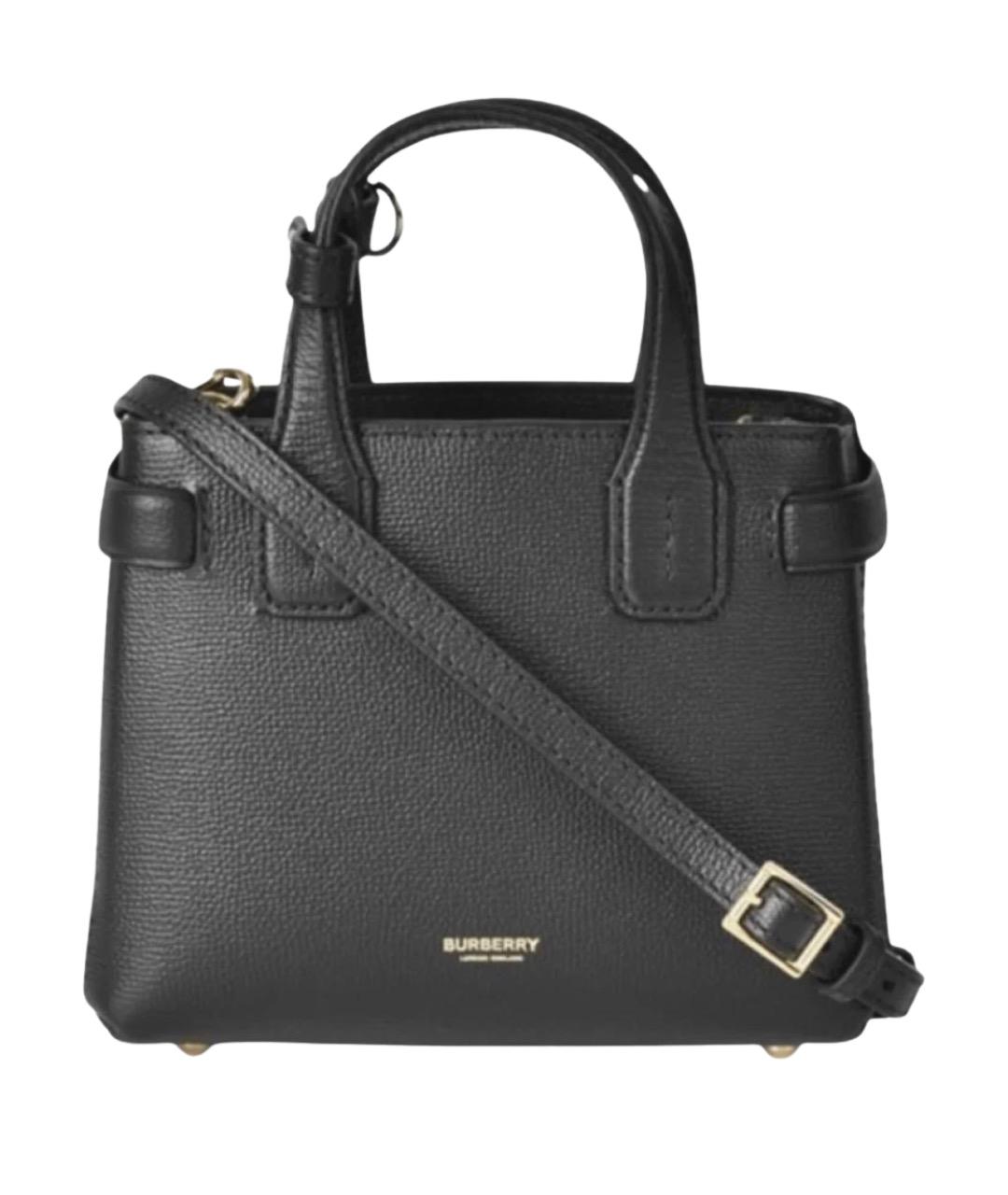 BURBERRY Черная кожаная сумка тоут, фото 1