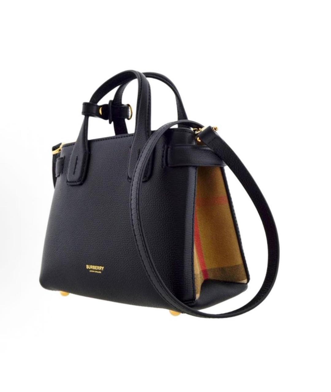 BURBERRY Черная кожаная сумка тоут, фото 2