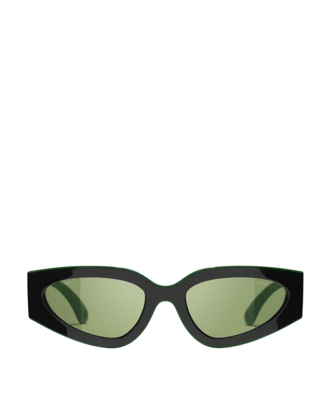 CHANEL Зеленые пластиковые солнцезащитные очки, фото 1