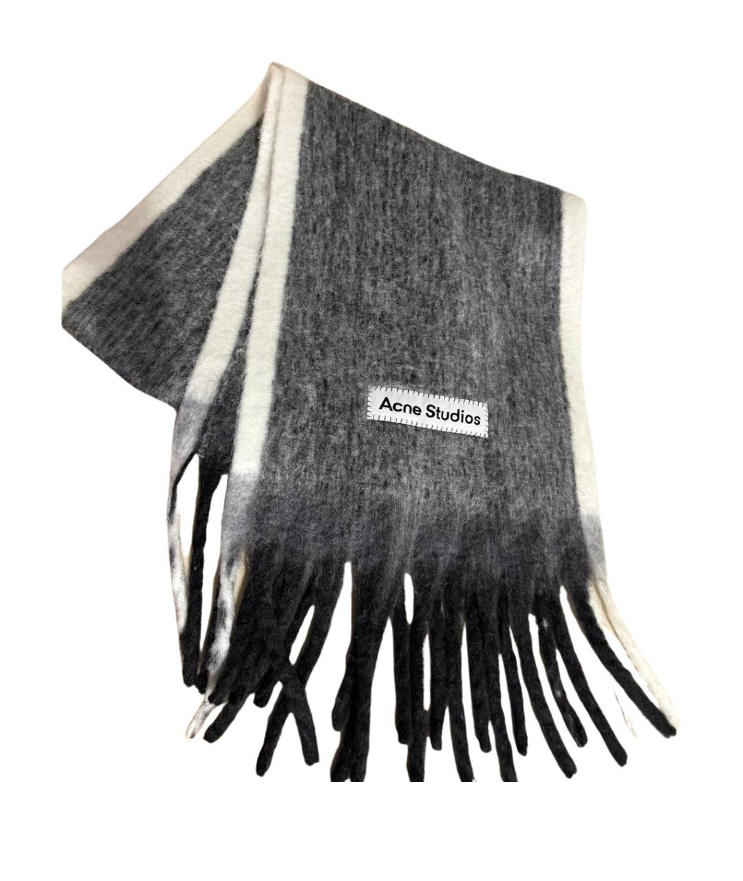 ACNE STUDIOS Серый шерстяной шарф, фото 1