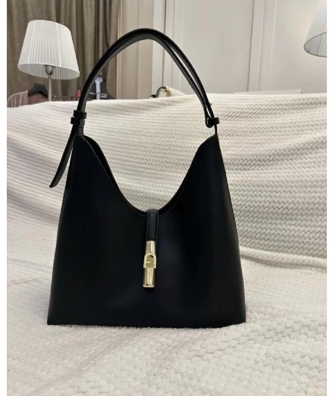 FURLA Черная кожаная сумка с короткими ручками, фото 2